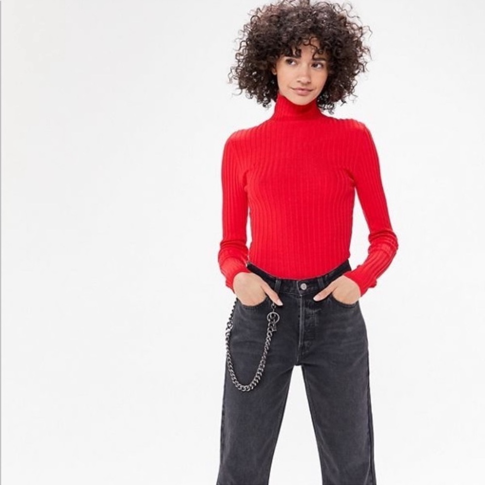 Urban Outfitters Red Ribbed Turtleneck
